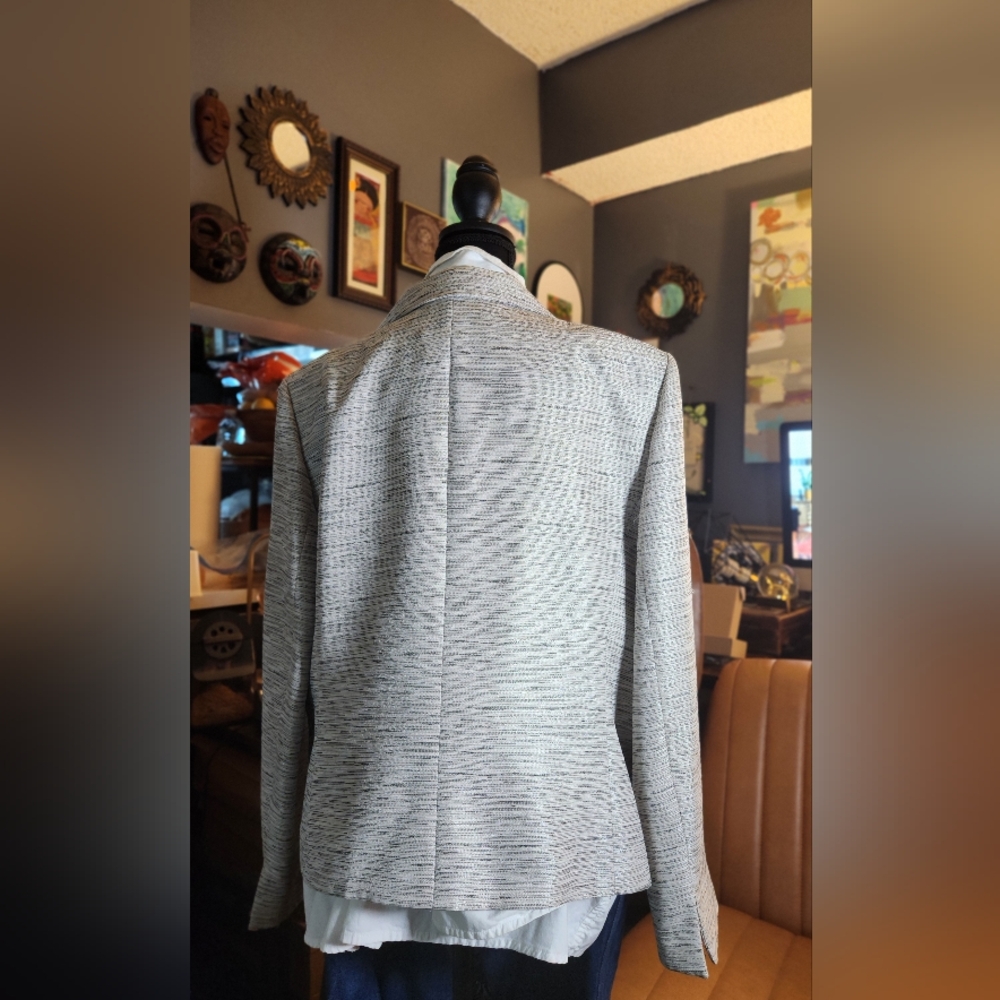 Chic Lesuit Silver, Black, Gray Striped Blazer, 18 - image 2